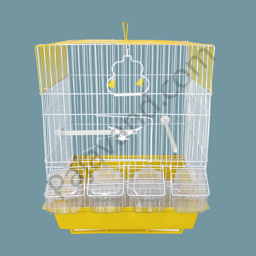 Pajavand Yellow Four-Cup Budgie Cage